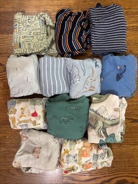 Little Me Multi-Pattern Toddler Pajama Lot — Blue, Green, Cream, Gray